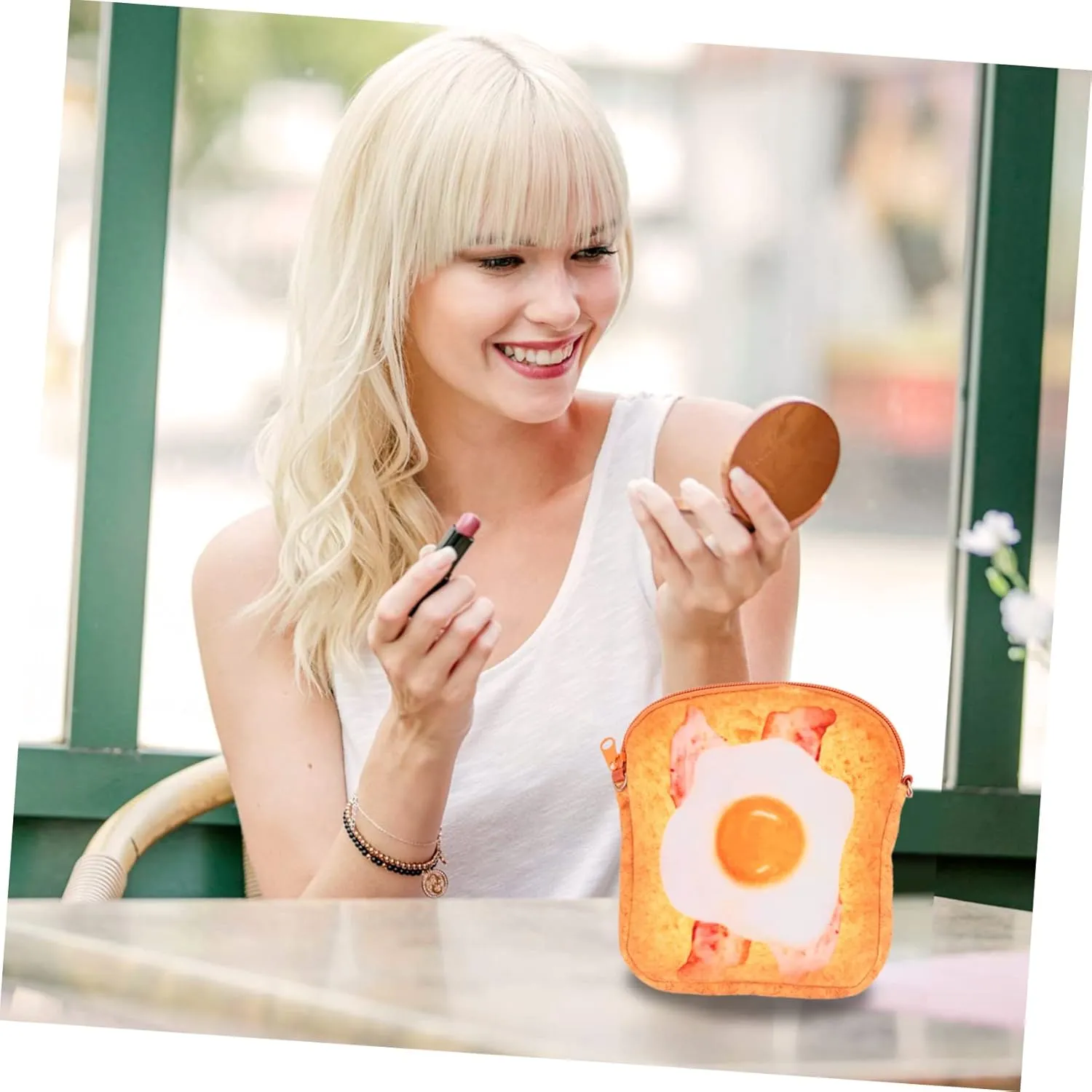 SAFIGLE 1pc Toast Messenger Bag Crossbody Pouch Crossbody Handbag Toast Shape Chain Bag Toast Shape Pouch Toast