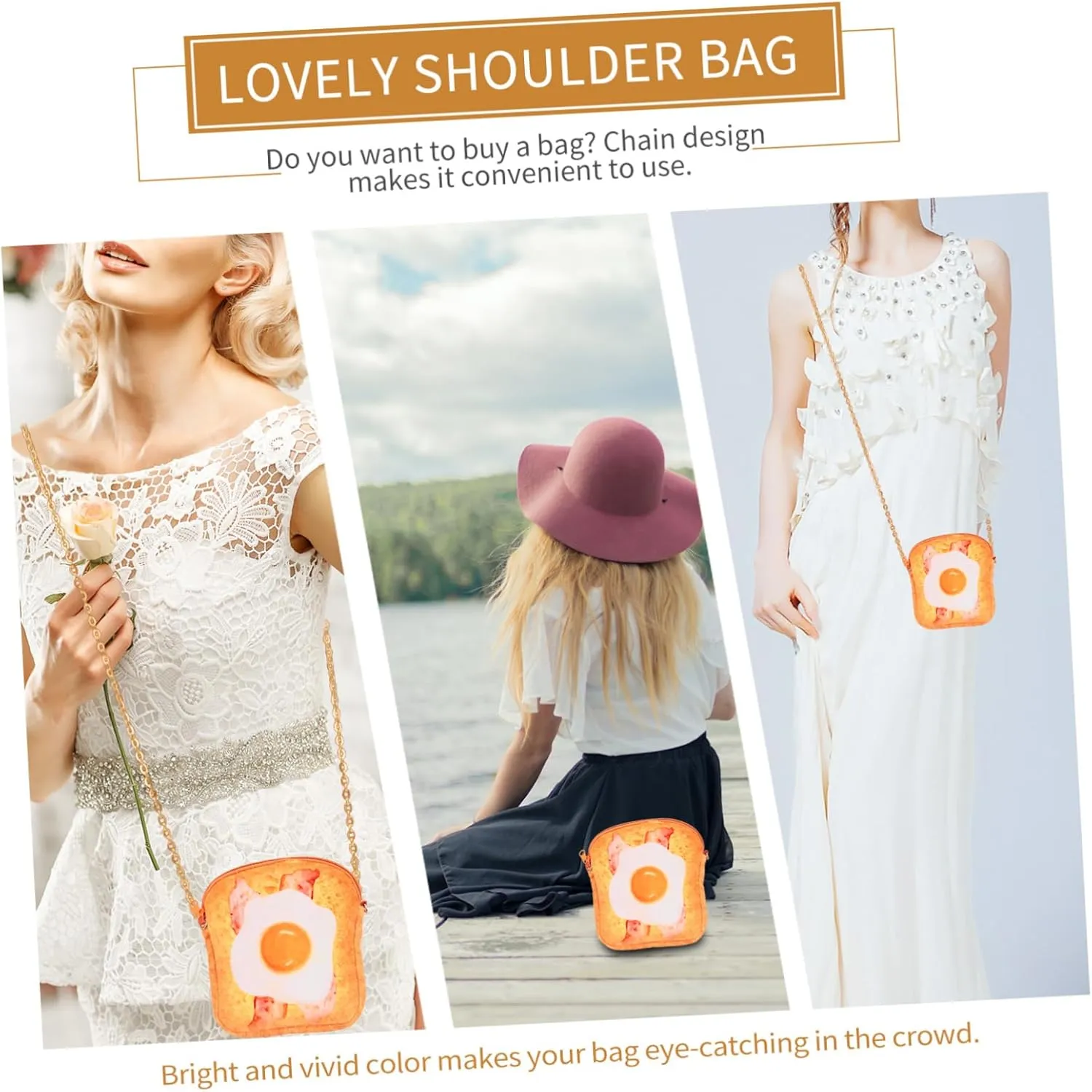 SAFIGLE 1pc Toast Messenger Bag Crossbody Pouch Crossbody Handbag Toast Shape Chain Bag Toast Shape Pouch Toast
