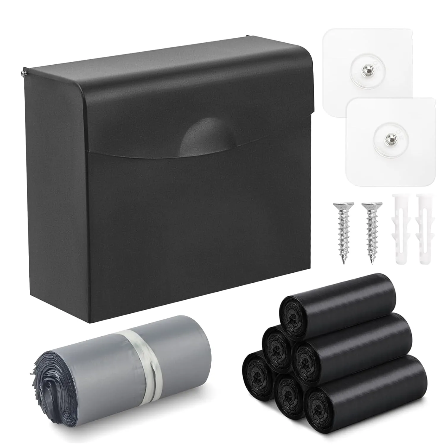 Sanitary Napkin Disposal Receptacle with Hygiene Disposal Bags and Trash Bag,9.4x7.8x3.5 inches Stainless Steel Wall Mounted Feminine Hygiene Disposal Trash Can Bin for Bathroom,Office (Black)