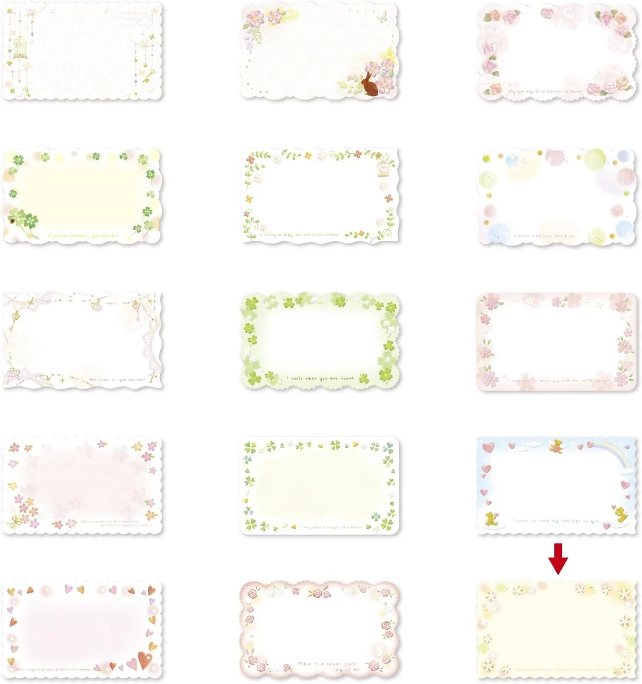 Sasagawa Taka Seal Message Cards 16-887 Fantasy Romantic Flowers, 100 Sheets