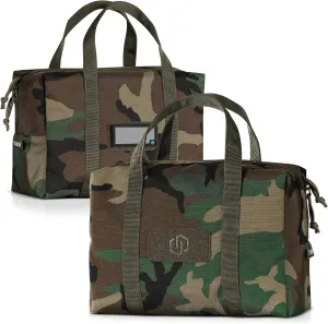 Savior Equipment Mini Hauler Tactical Ammo Duffle Bag Firearm Ammunition Loose Sac Carrier EDC Pouch, ID Patches Included, Rifle Carbine Pistol Revolver Ammos Soft Case Hunting Shooting Range Gear