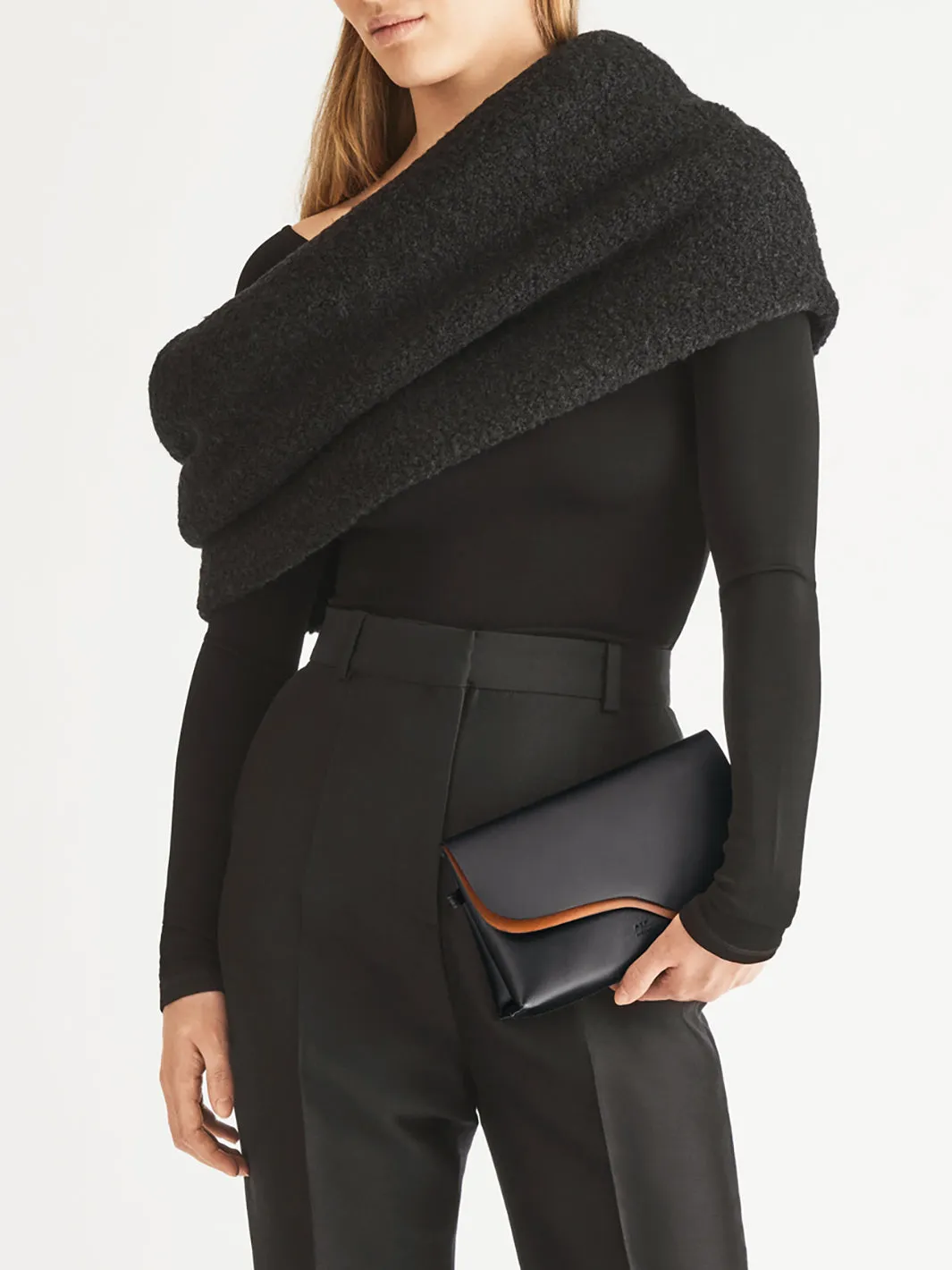 Scarlino Black Nappa Pouch Bag