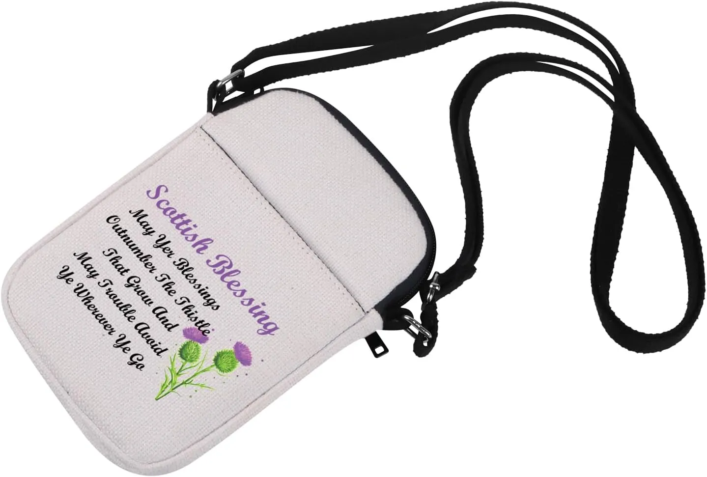 Scottish Thistle Crossbody Bag Scottish Blessing Gift May Yer Blessings Outnumber The Thistle That Grow Travel Pouch