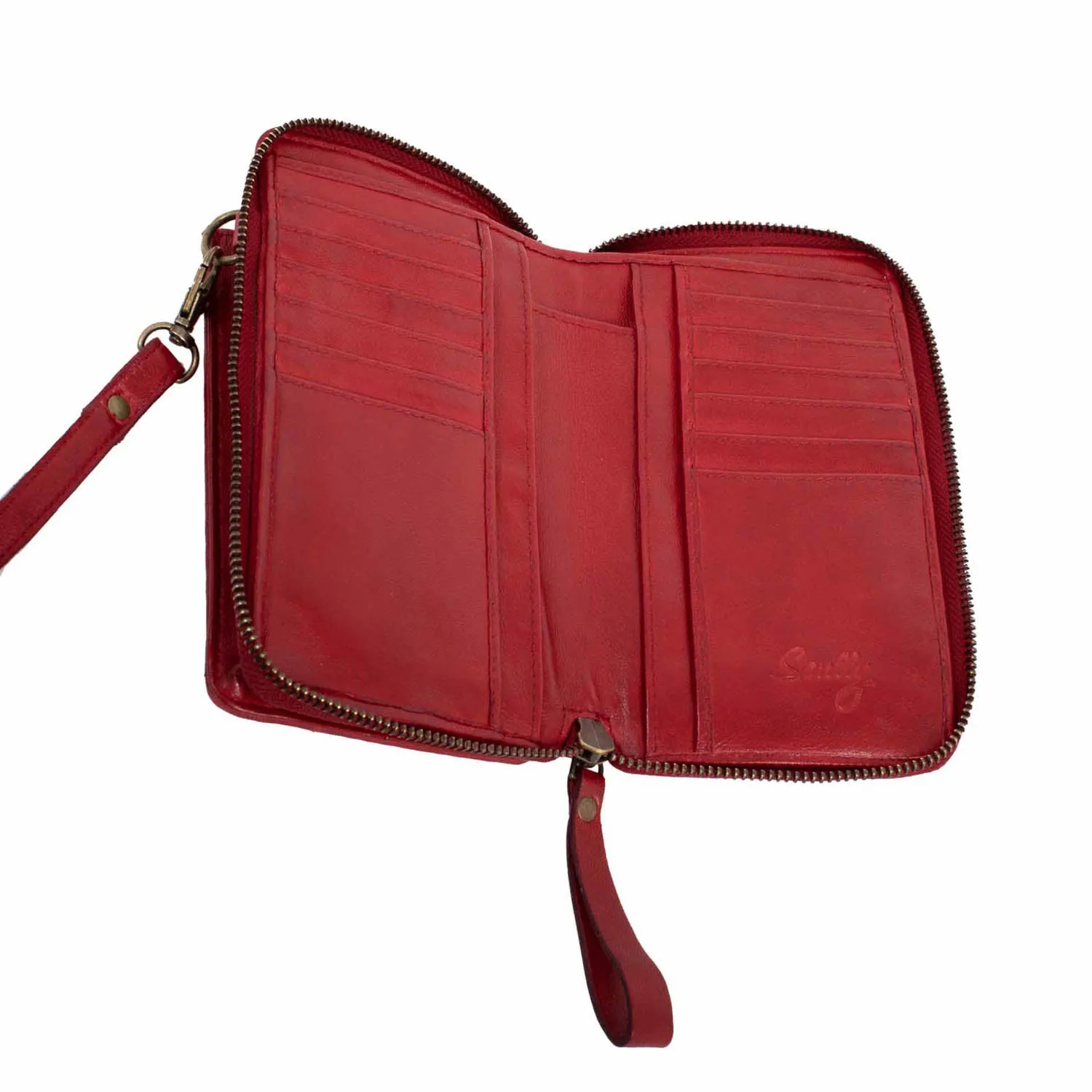 Scully Womens Small Woven Essentials Red Leather 4x7x1.75in Crossbody Bag