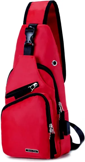 Seoky Rop Men Women Sling Backpack Nylon Water Resistant Shoulder Chest Crossbody Sling Bag with USB Charging Port
