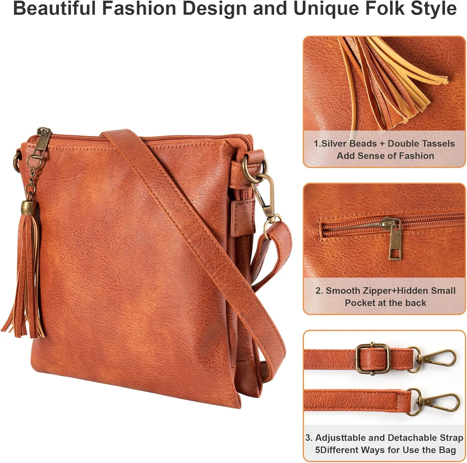 seOSTO Womens Small Crossbody Bag For Woman, Tassel Wallet Purse，Gifts For Teenage Girls