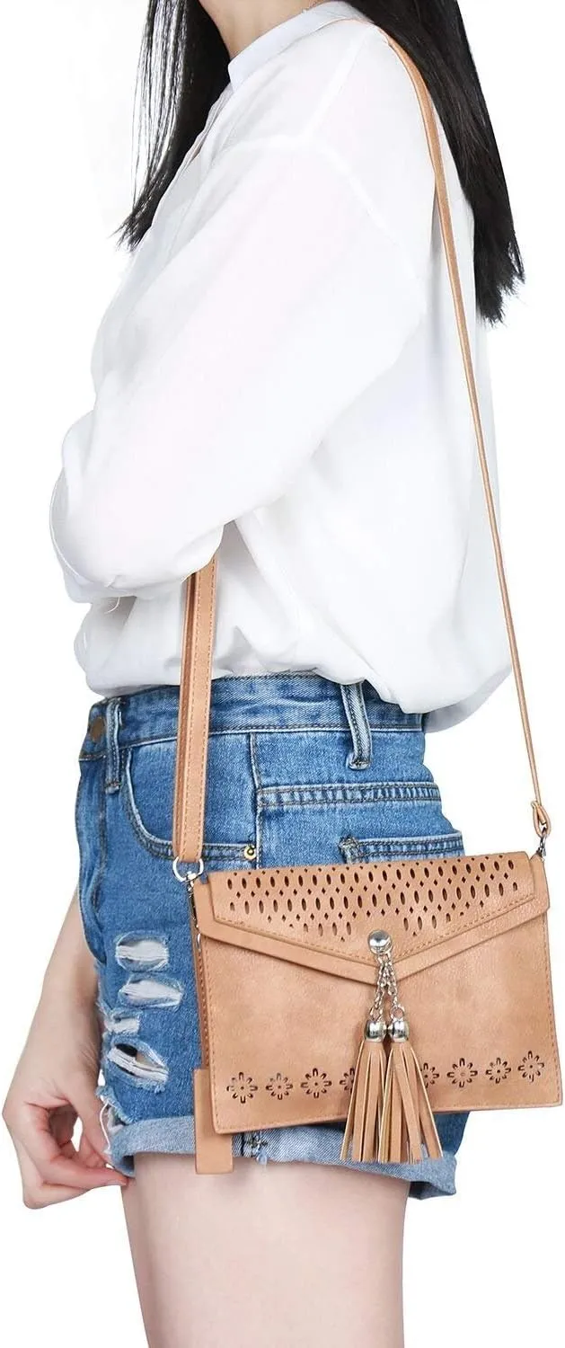 seOSTO Womens Small Crossbody Bag For Woman, Tassel Wallet Purse，Gifts For Teenage Girls