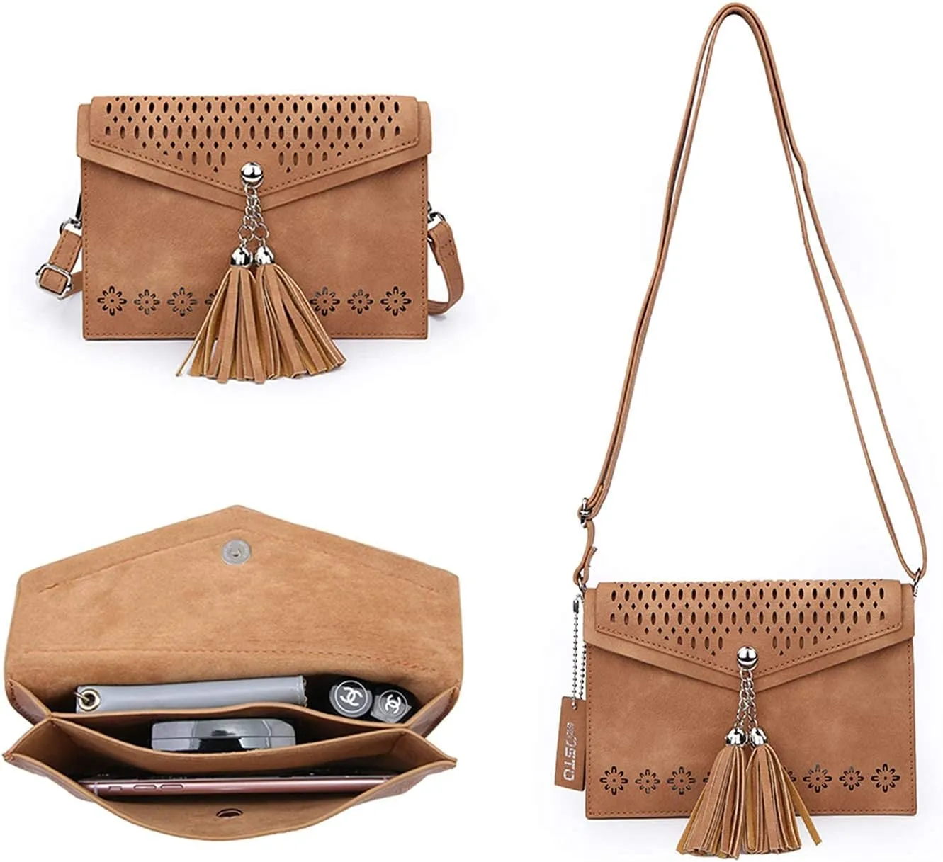 seOSTO Womens Small Crossbody Bag For Woman, Tassel Wallet Purse，Gifts For Teenage Girls