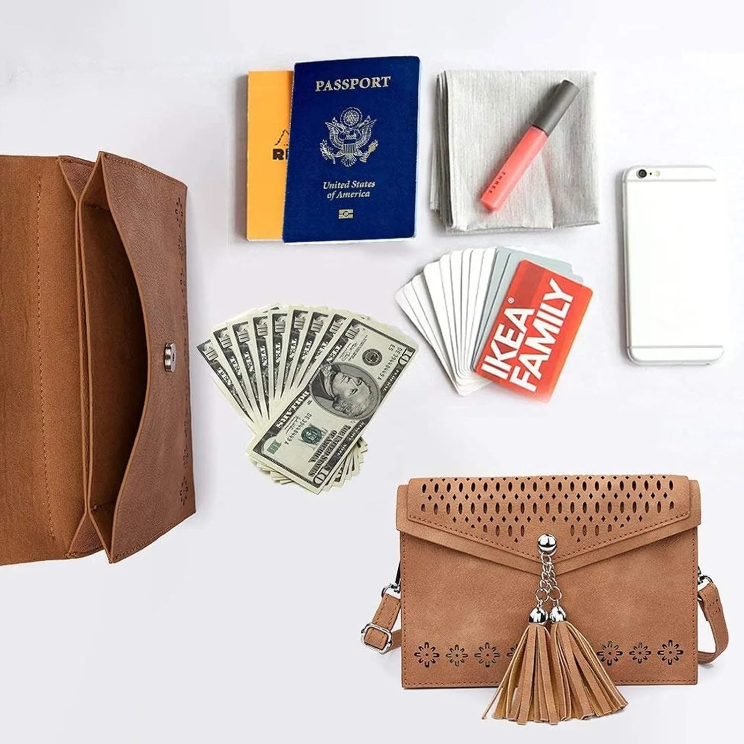 seOSTO Womens Small Crossbody Bag For Woman, Tassel Wallet Purse，Gifts For Teenage Girls