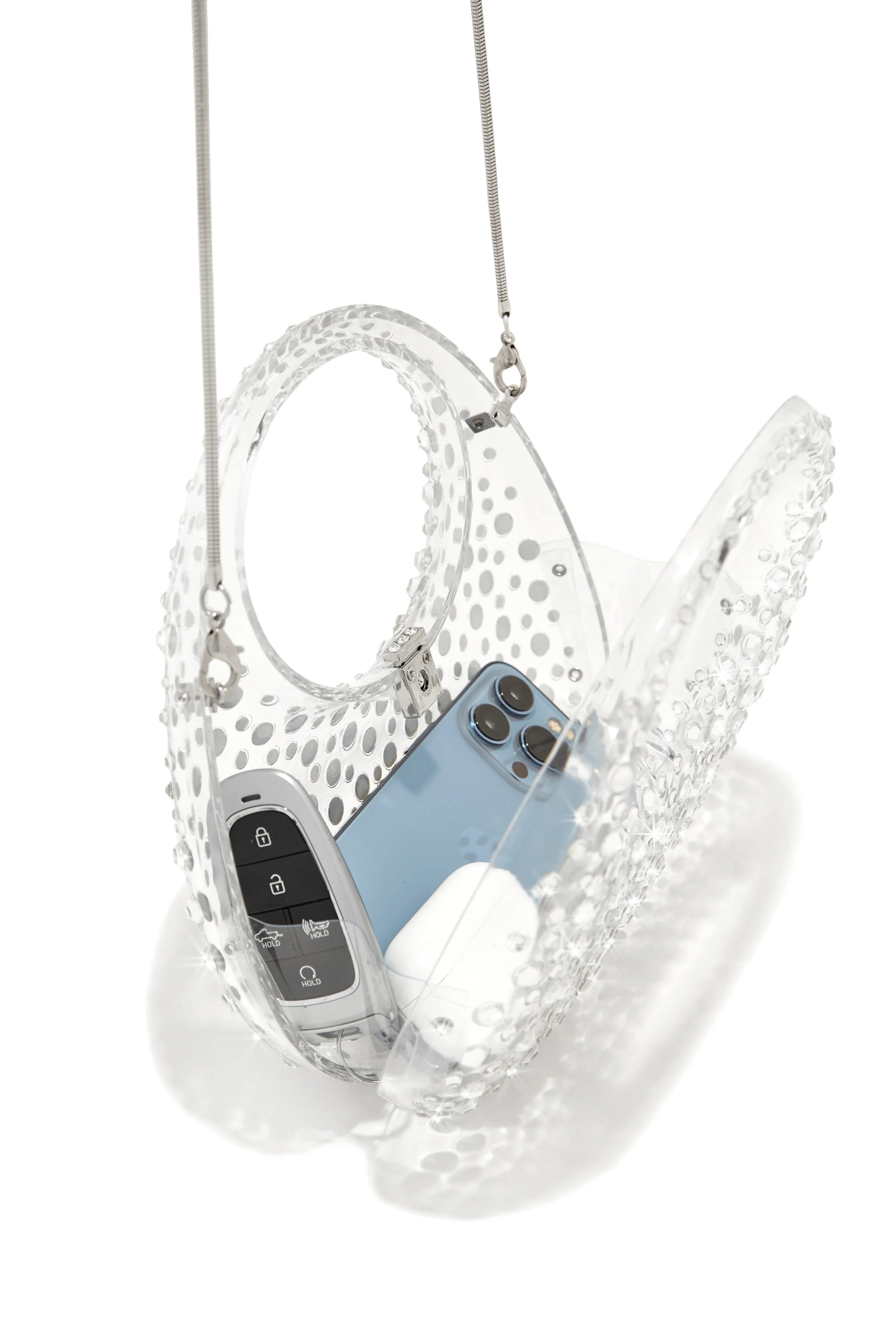 Serina Embellished Acrylic Handbag - Clear