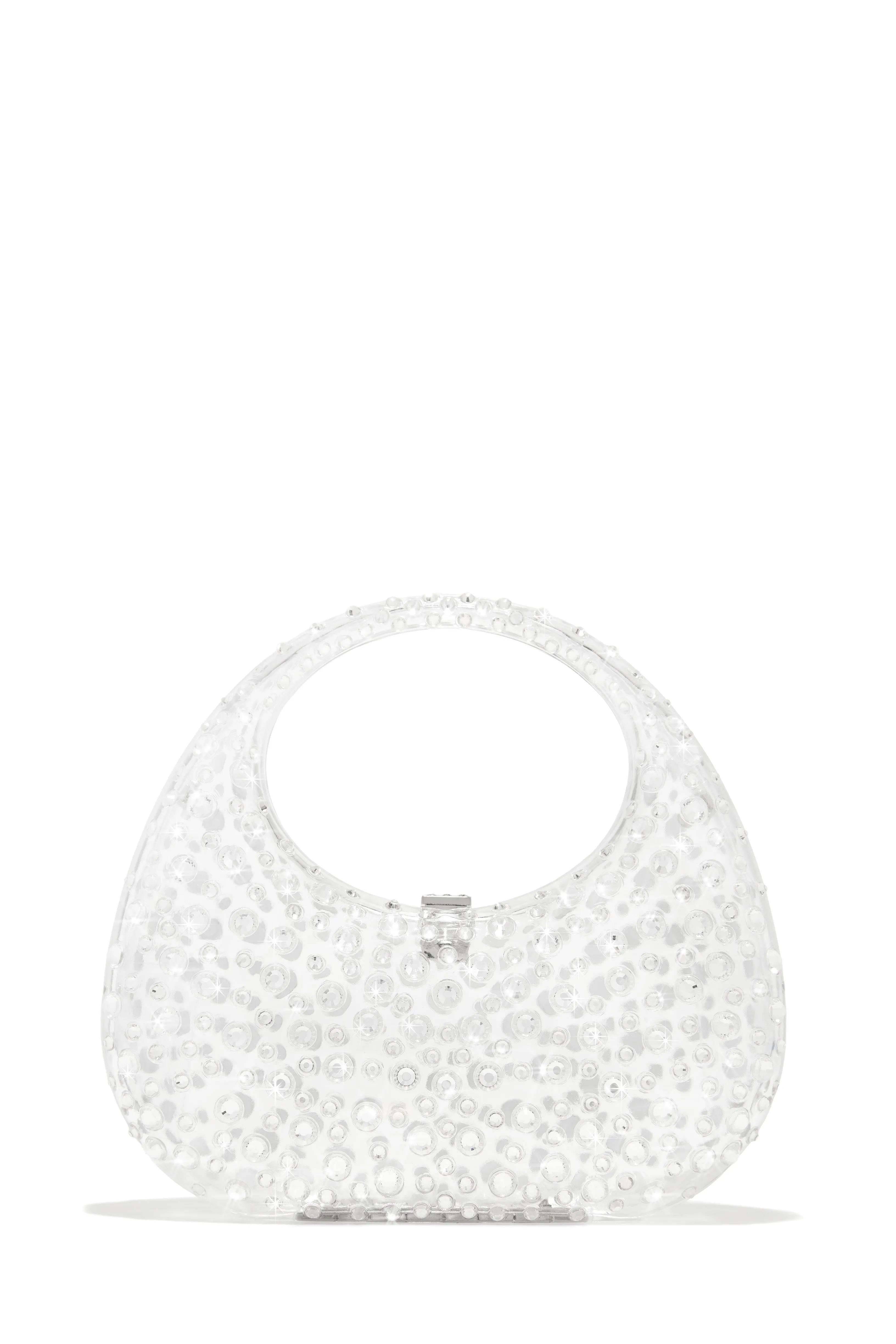 Serina Embellished Acrylic Handbag - Clear