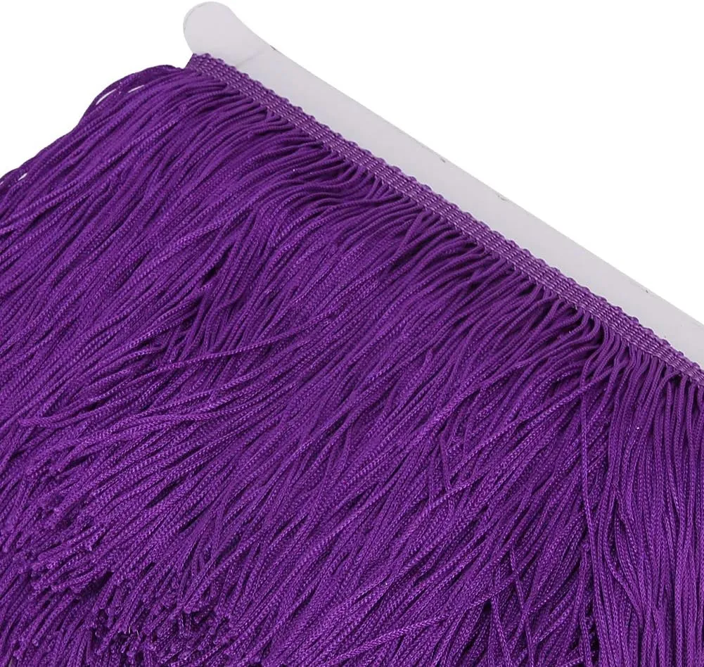 Sewing Fringe Trim, Wide Fringe Tassel Trim Lace Clothing Shoes Craft Curtain Tassels Lace Latin Dress Stage Sewing DIY Accessories 14cm / 5.5in (Dark Purple)