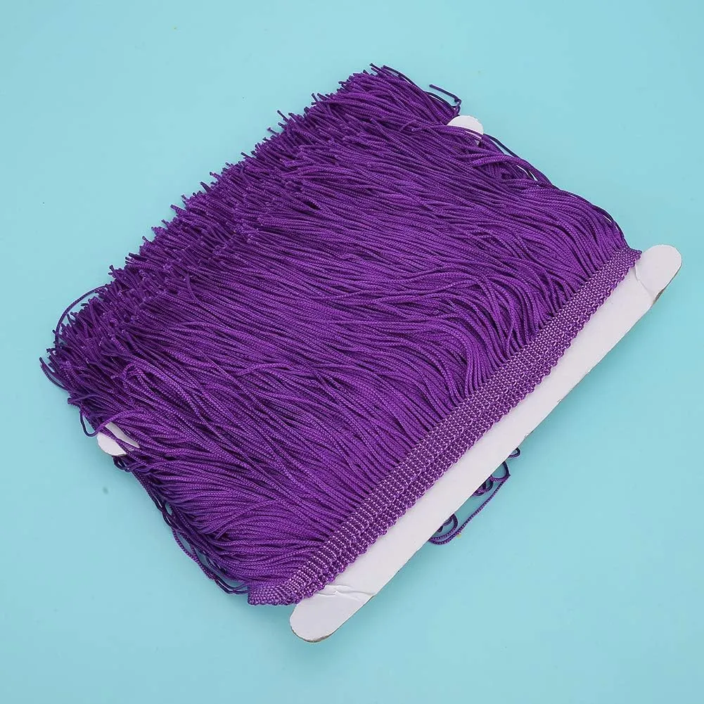 Sewing Fringe Trim, Wide Fringe Tassel Trim Lace Clothing Shoes Craft Curtain Tassels Lace Latin Dress Stage Sewing DIY Accessories 14cm / 5.5in (Dark Purple)