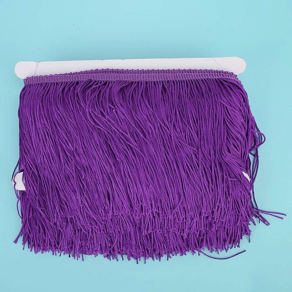 Sewing Fringe Trim, Wide Fringe Tassel Trim Lace Clothing Shoes Craft Curtain Tassels Lace Latin Dress Stage Sewing DIY Accessories 14cm / 5.5in (Dark Purple)