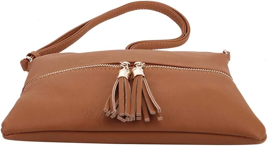 SG SUGU Lightweight Medium Crossbody Bag Shoulder Bag with Tassel and Zipper Pocket