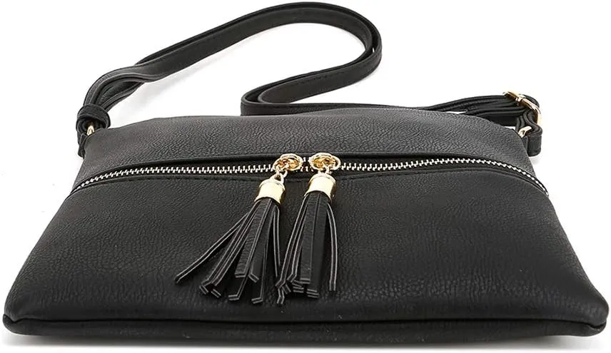 SG SUGU Lightweight Medium Crossbody Bag Shoulder Bag with Tassel and Zipper Pocket
