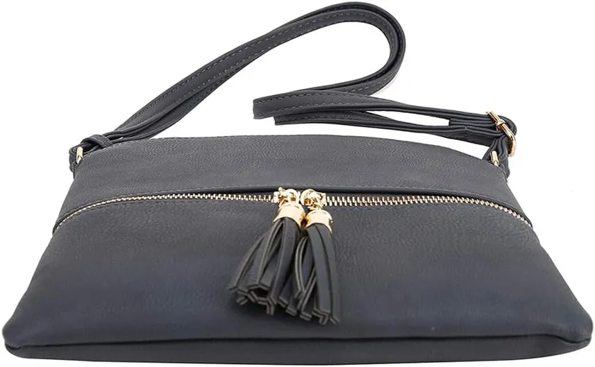 SG SUGU Lightweight Medium Crossbody Bag Shoulder Bag with Tassel and Zipper Pocket