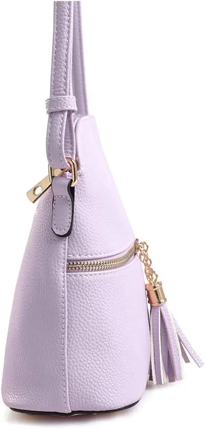 SG SUGU Lunar Lightweight Medium Dome Crossbody Bag Shoulder Bag with Tassel | Zipper Pocket | Adjustable Strap