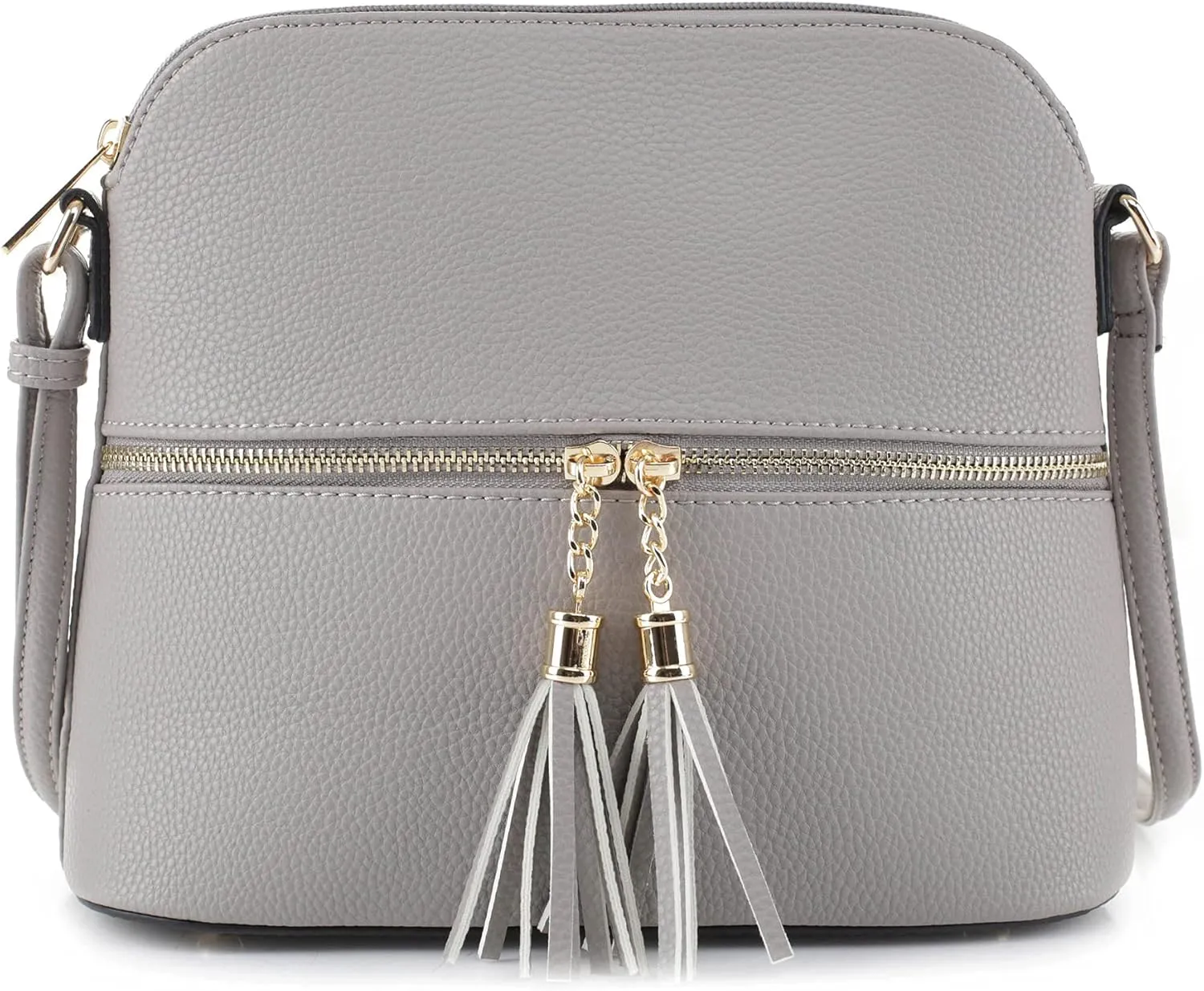 SG SUGU Lunar Lightweight Medium Dome Crossbody Bag Shoulder Bag with Tassel | Zipper Pocket | Adjustable Strap