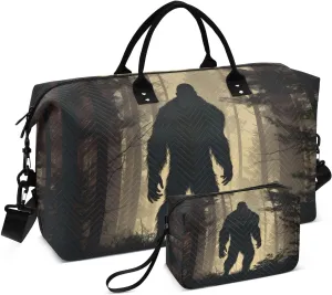 Shadow Of Sasquatch Duffel Bag Set with Toiletry Bag for Travel Gym Sport, Luggage Sleeve Weekender Bags Carry on Overnight Bag