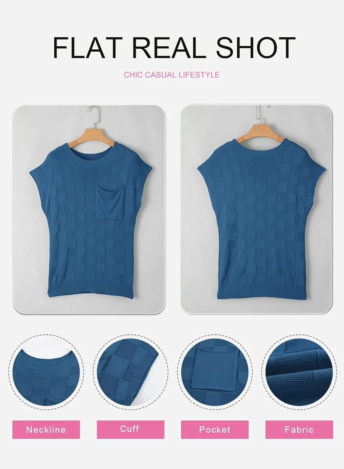 SHEWIN Womens Summer Cap Sleeve Tops Casual Crewneck Knit Short Sleeve Sweater Loose Fit Lightweight Shirts