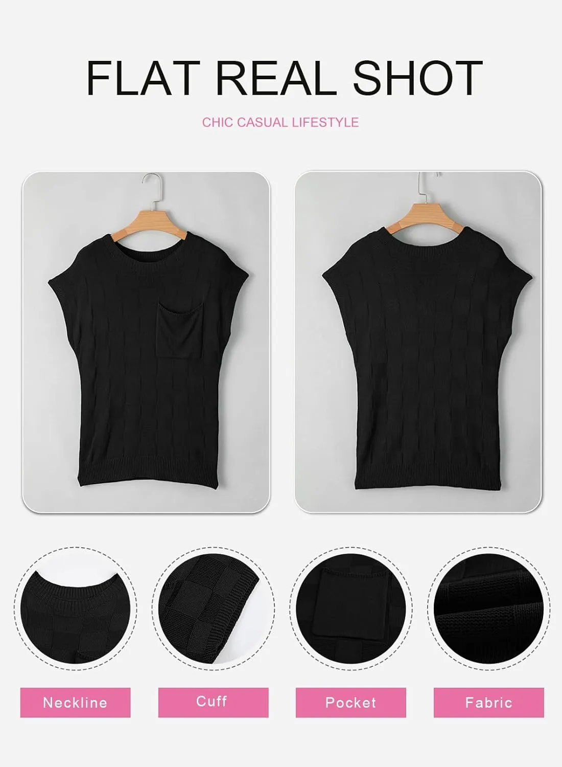SHEWIN Womens Summer Cap Sleeve Tops Casual Crewneck Knit Short Sleeve Sweater Loose Fit Lightweight Shirts