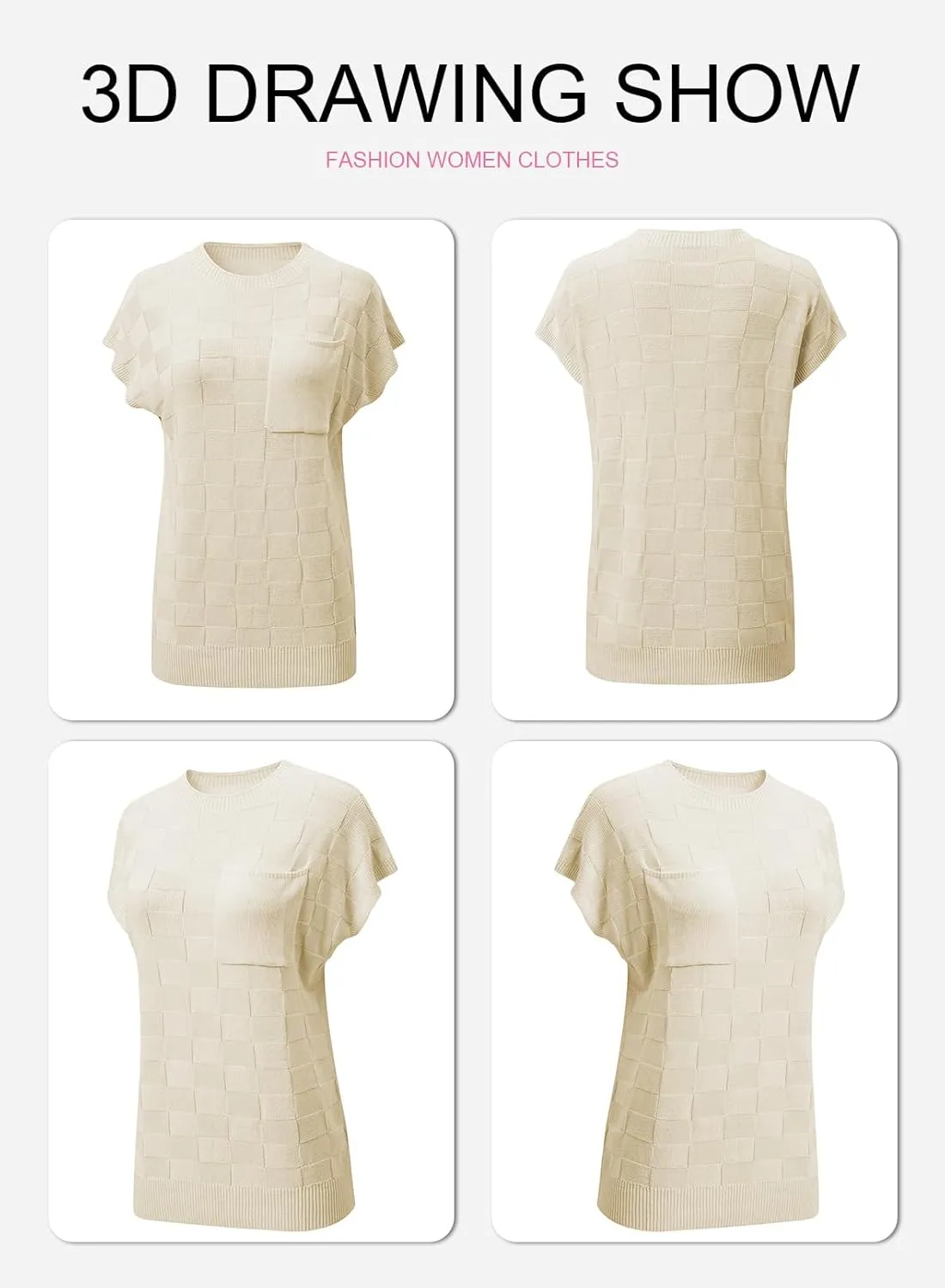 SHEWIN Womens Summer Cap Sleeve Tops Casual Crewneck Knit Short Sleeve Sweater Loose Fit Lightweight Shirts