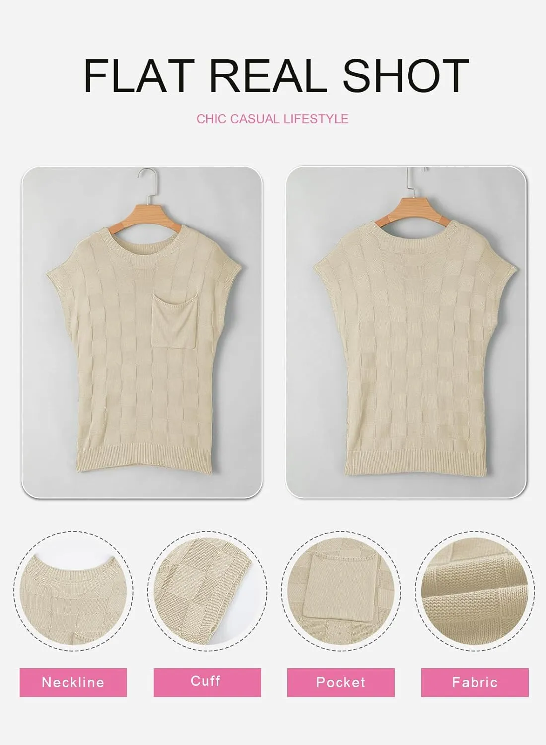 SHEWIN Womens Summer Cap Sleeve Tops Casual Crewneck Knit Short Sleeve Sweater Loose Fit Lightweight Shirts