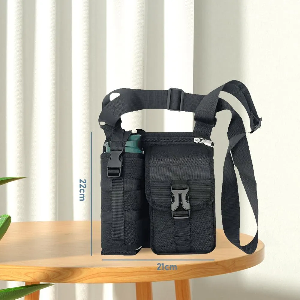Shoulder Bags With Water Bottle Holder, Sling Backpack Shoulder Crossbody Bag Sports Workout Bags Crossbody Water Bottle Pouch Holder for Hiking, Camping, Fishing (Blue)