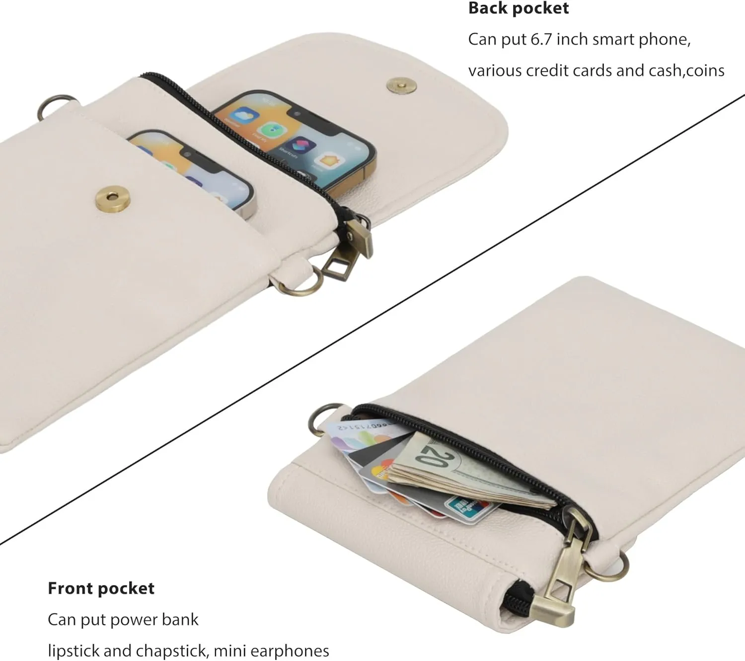 SILKAREA Vegan Lychee Leather Small Crossbody Bags for Women Cell Phone Purse Wallet Bag Adjustable Strap