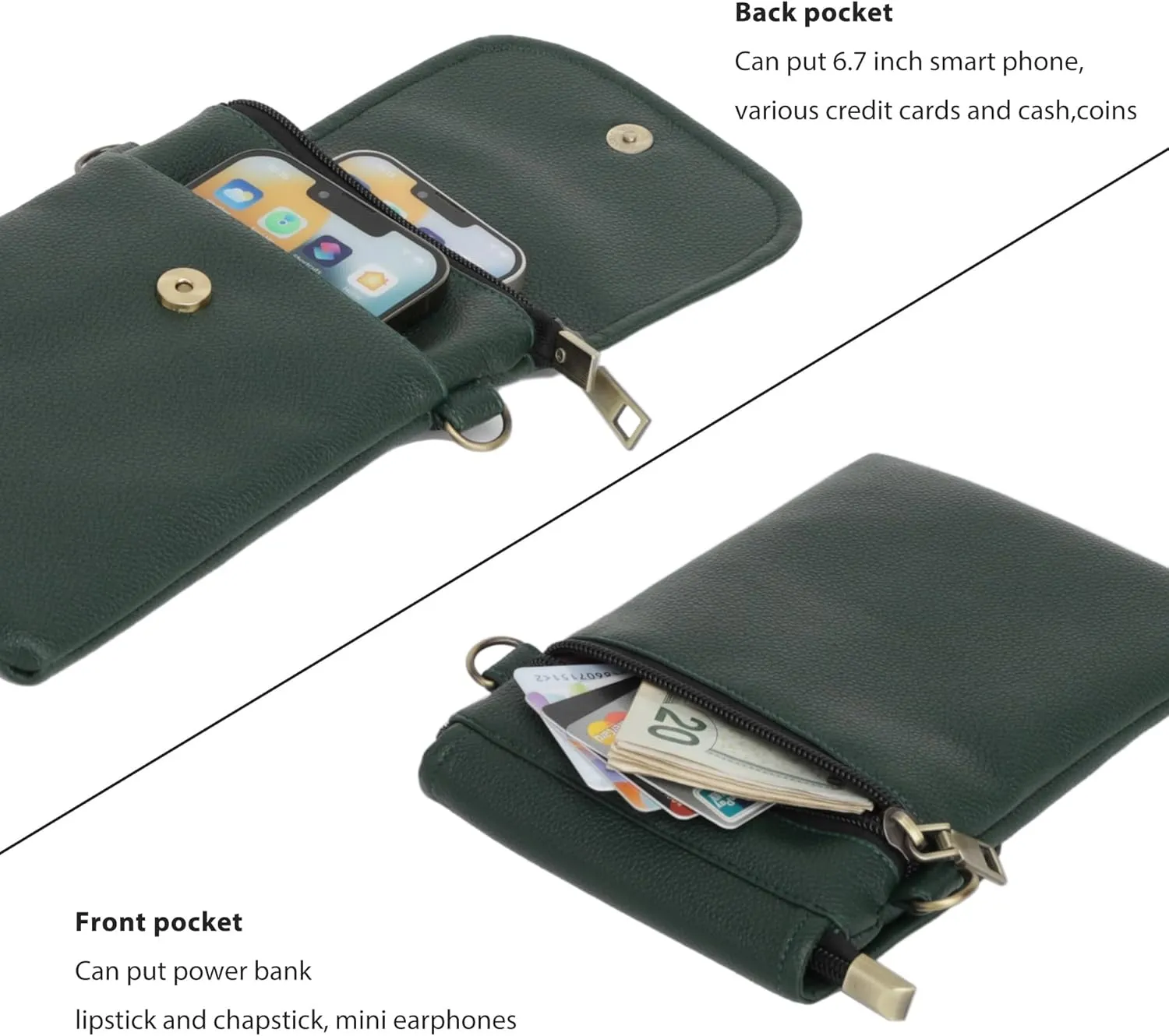 SILKAREA Vegan Lychee Leather Small Crossbody Bags for Women Cell Phone Purse Wallet Bag Adjustable Strap