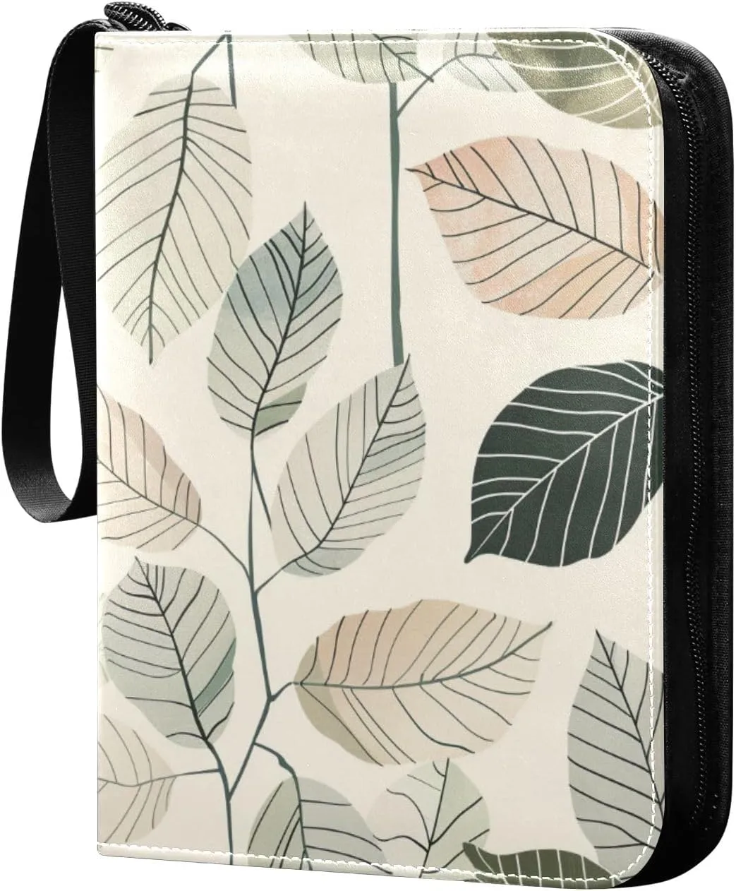 Simple Leaves Card Binder 4 Pocket Trading Card Binder Portable Cards Collection Book with Zipper