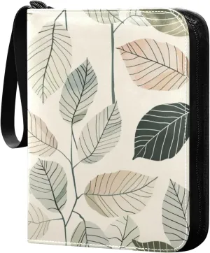 Simple Leaves Card Binder 4 Pocket Trading Card Binder Portable Cards Collection Book with Zipper