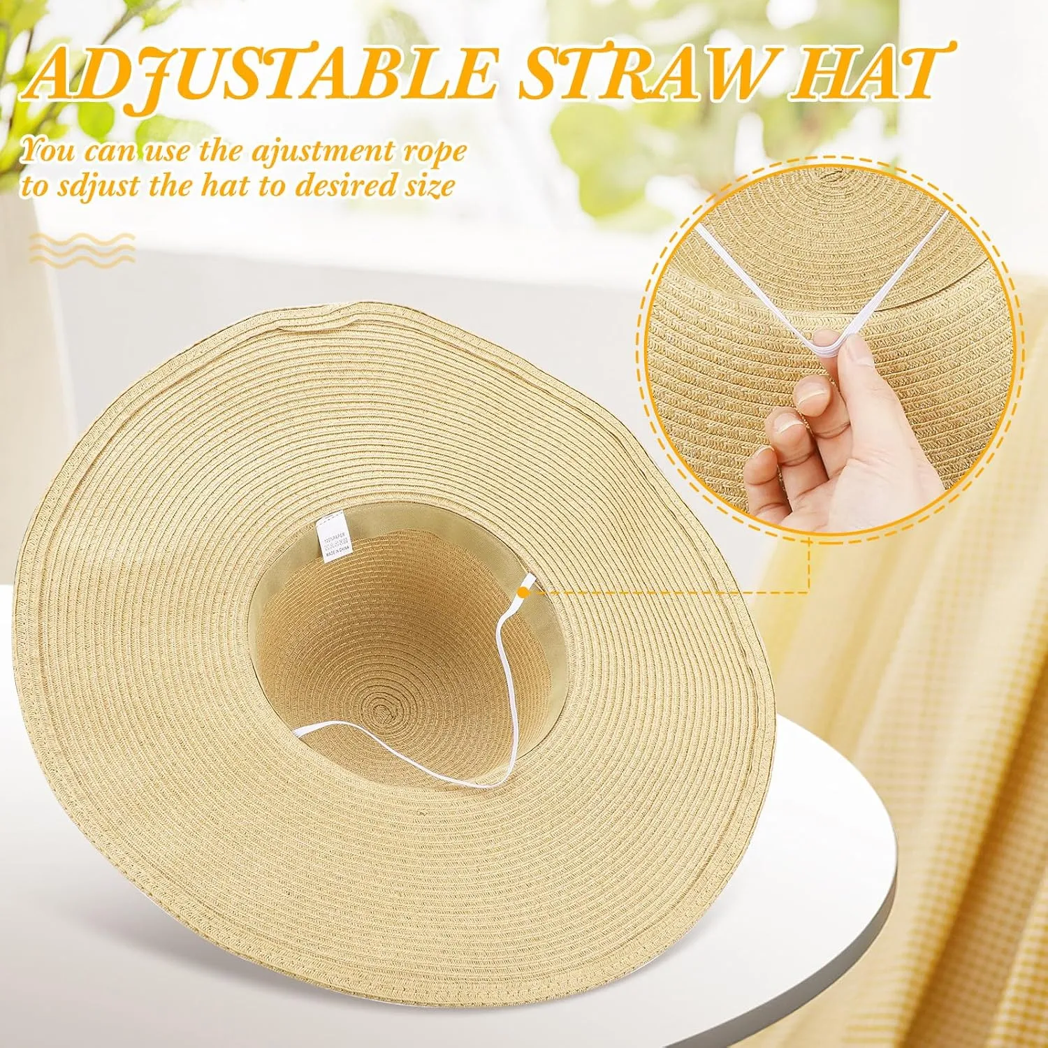 Sintuff 4 Pcs Women's Wide Brim Straw Hats Big Floppy Foldable Roll up Cap Beach Sun Hat UPF 50  for Summer