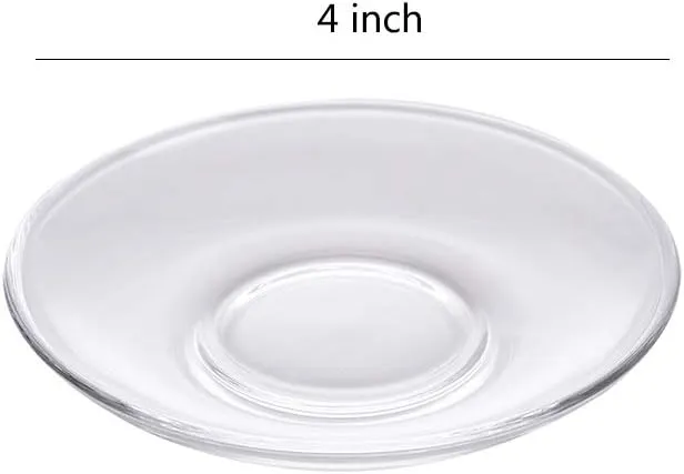 Sizikato 6pcs Clear Glass Snack Plate, Restaurant Dessert Plate, Tea Table Decoration Tea Bag Holder. 4 Inch