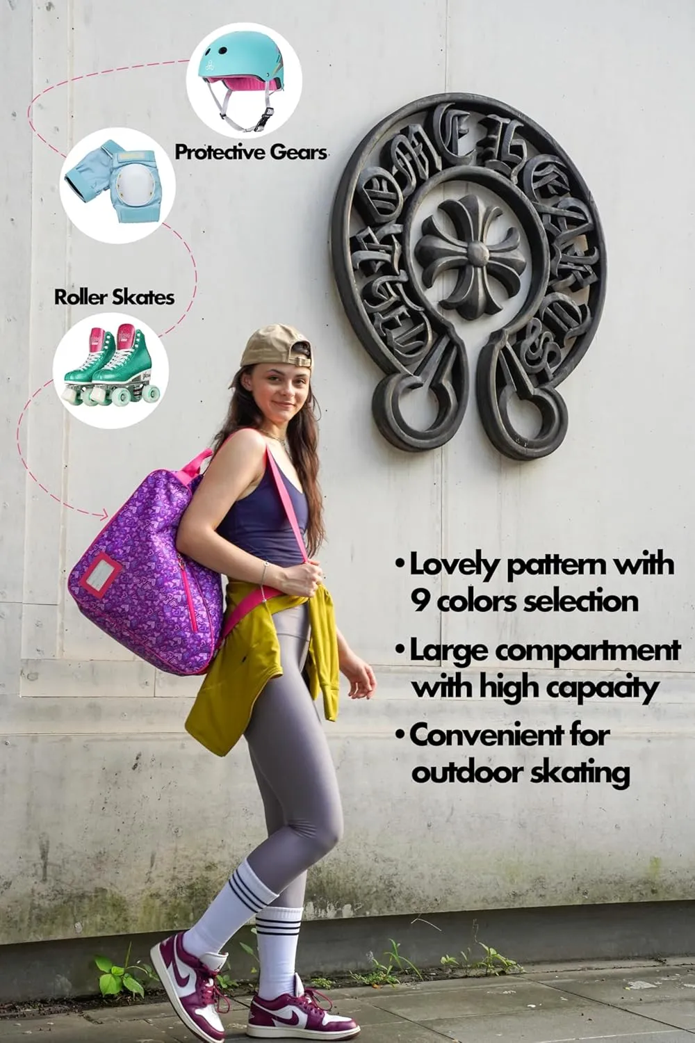 Skate Bags for Roller Skates, Ice Skates, Quad Skates, Inline Skates, Rollerblades, Figure Skates, Skate Accessories for Kids and Adults