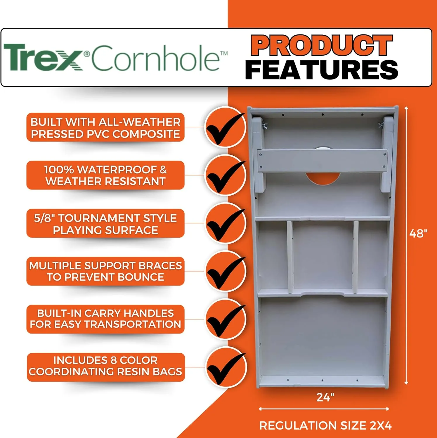 Skip's Garage Trex Rocky Harbor All-Weather Cornhole Set - 100% Weatherproof CVC Composite Cornhole Boards
