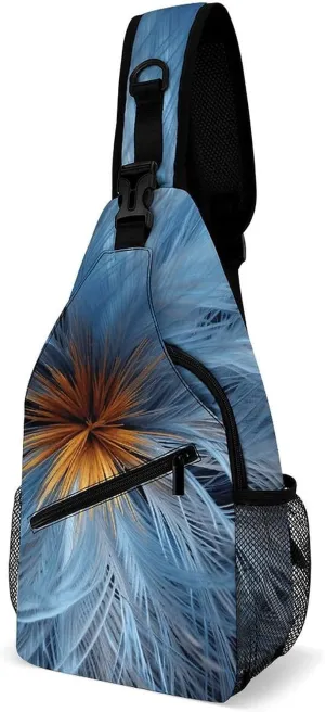 Sling Bags Blue Flower Crossbody Bag for Women Men Cross Body Bag for Travel Hiking Shopping