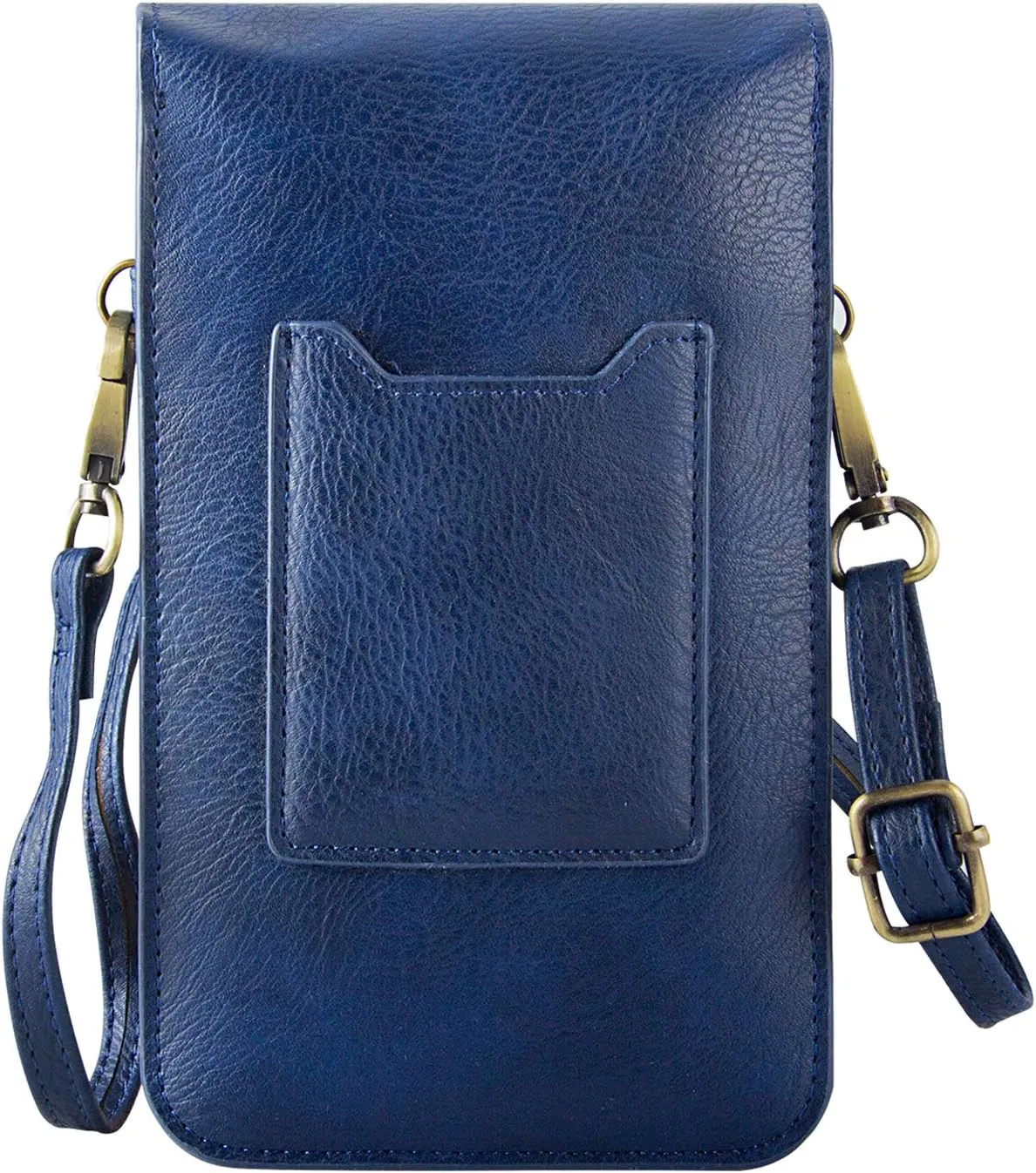 Small Cell Phone Purse, Synthetic Leather Crossbody Bag Dual Pockets Card Holder Neck Pouch with Adjustable Strap for iPhone X Xr 8 7 6s Plus, Galaxy S10 S9 S8 Plus, LG G8 ThinQ, Blue