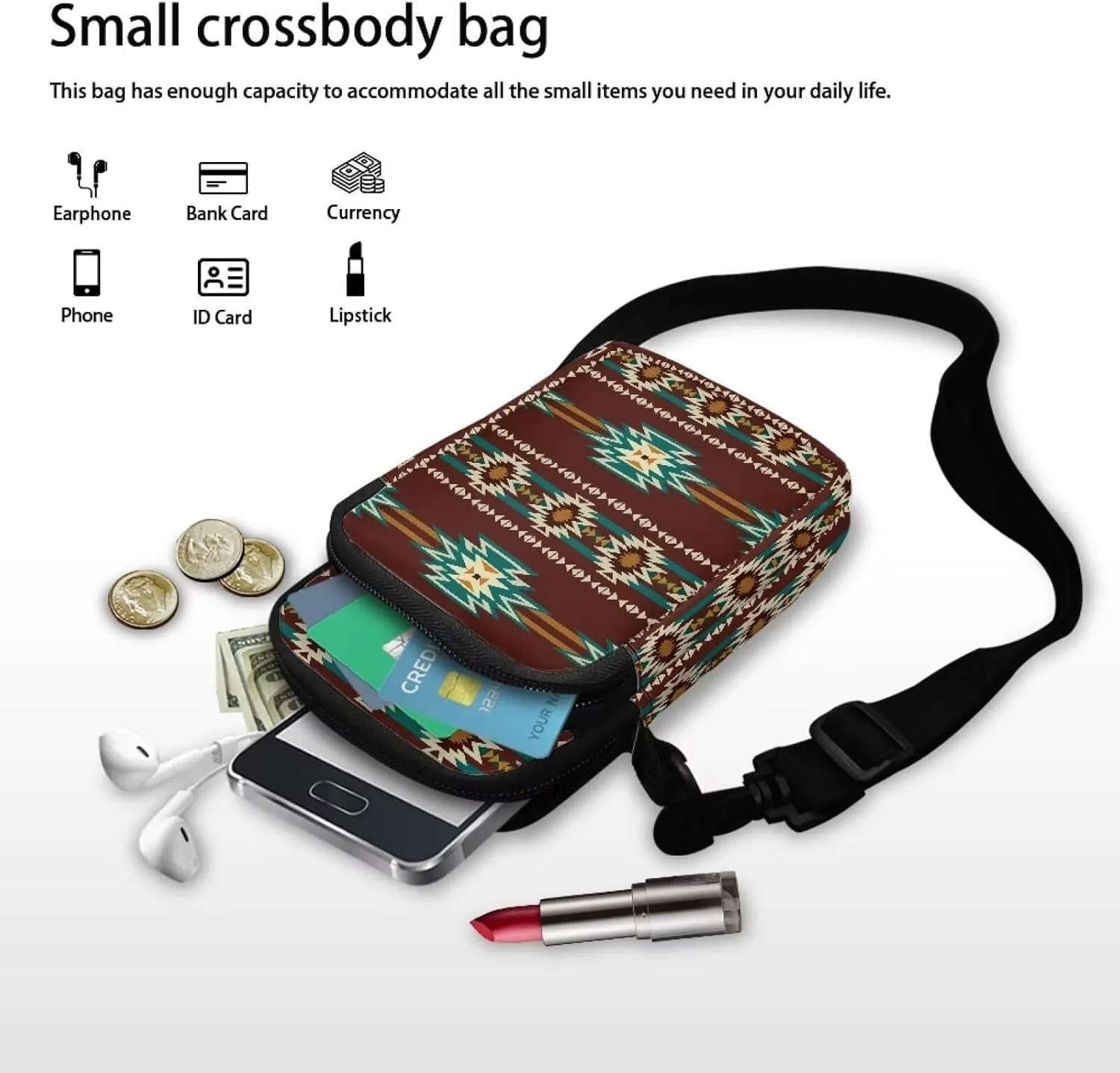 Small Cross Body Purse Trendy Phone Double Layer Shoulder Bags for Women Zip Messenger Bag