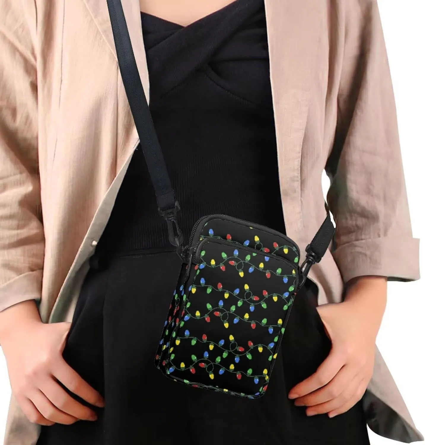 Small Cross Body Purse Trendy Phone Double Layer Shoulder Bags for Women Zip Messenger Bag