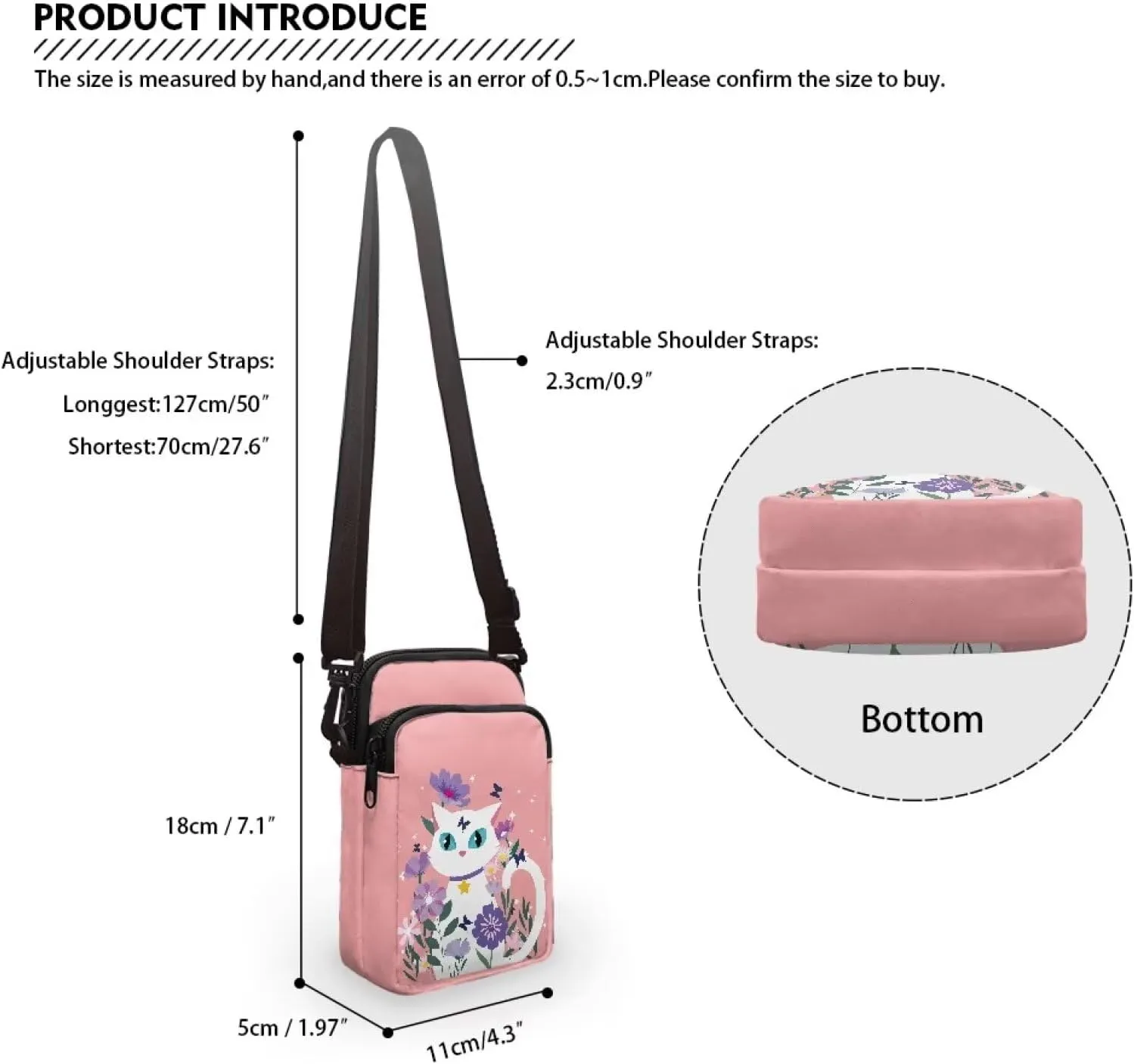 Small Cross Body Purse Trendy Phone Double Layer Shoulder Bags for Women Zip Messenger Bag