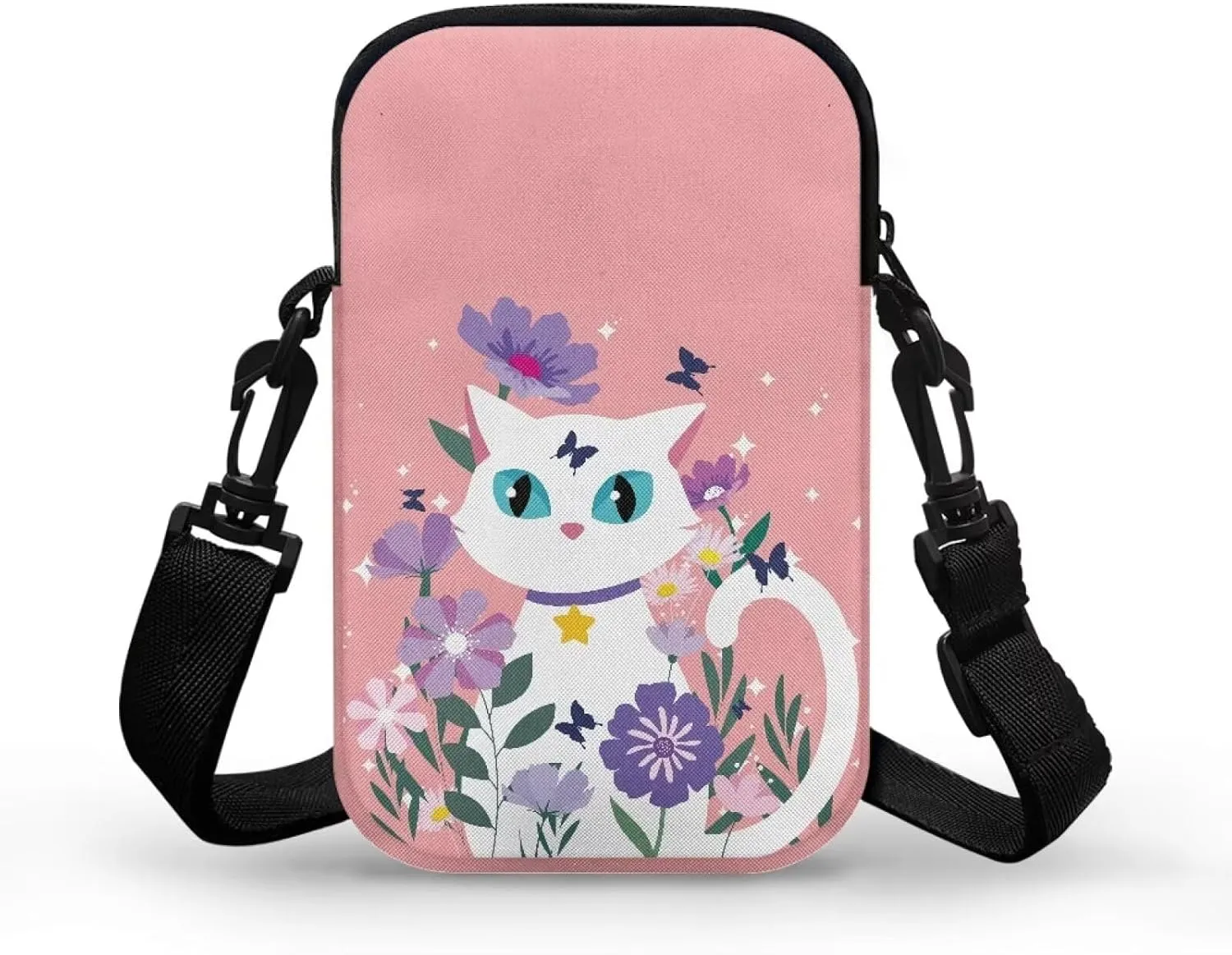 Small Cross Body Purse Trendy Phone Double Layer Shoulder Bags for Women Zip Messenger Bag