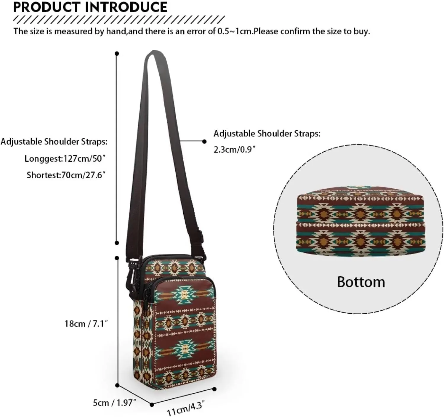 Small Cross Body Purse Trendy Phone Double Layer Shoulder Bags for Women Zip Messenger Bag
