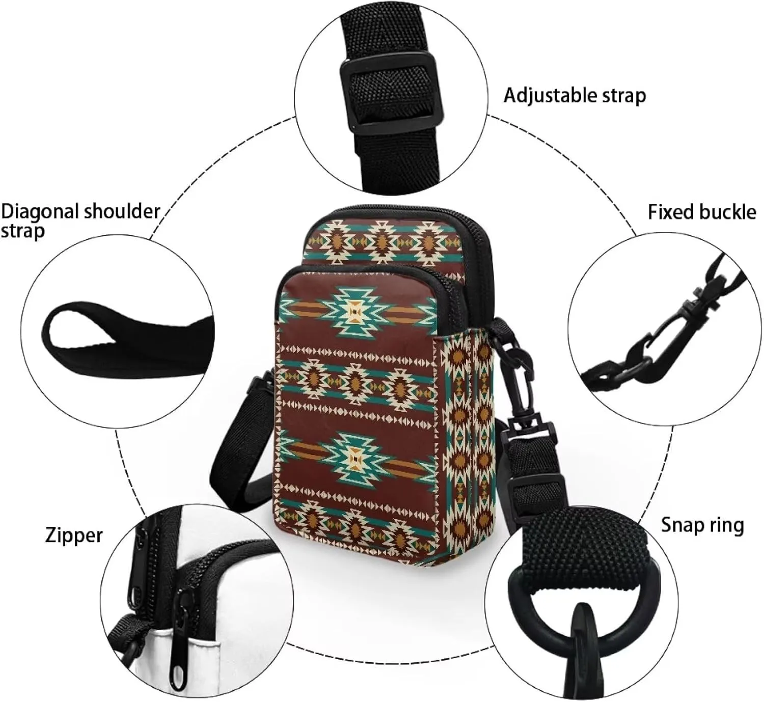 Small Cross Body Purse Trendy Phone Double Layer Shoulder Bags for Women Zip Messenger Bag