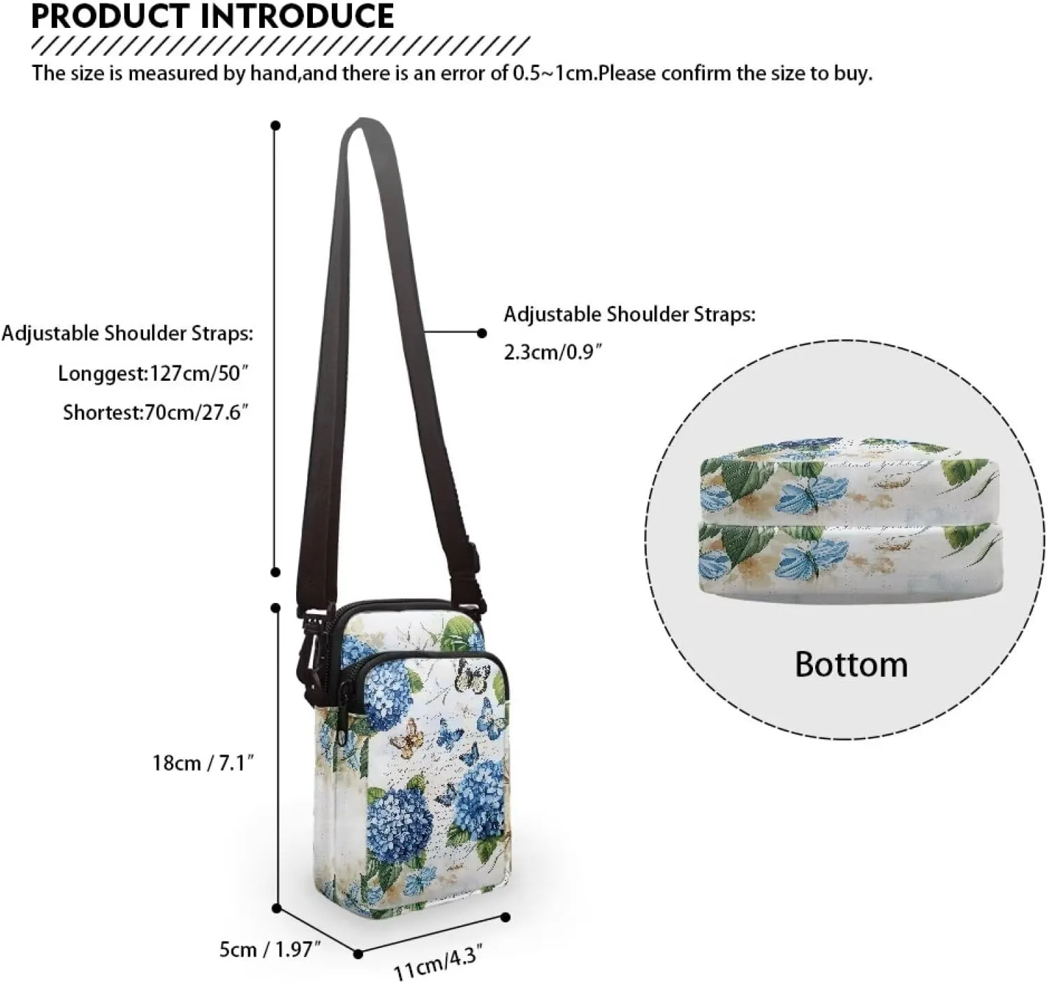 Small Cross Body Purse Trendy Phone Double Layer Shoulder Bags for Women Zip Messenger Bag