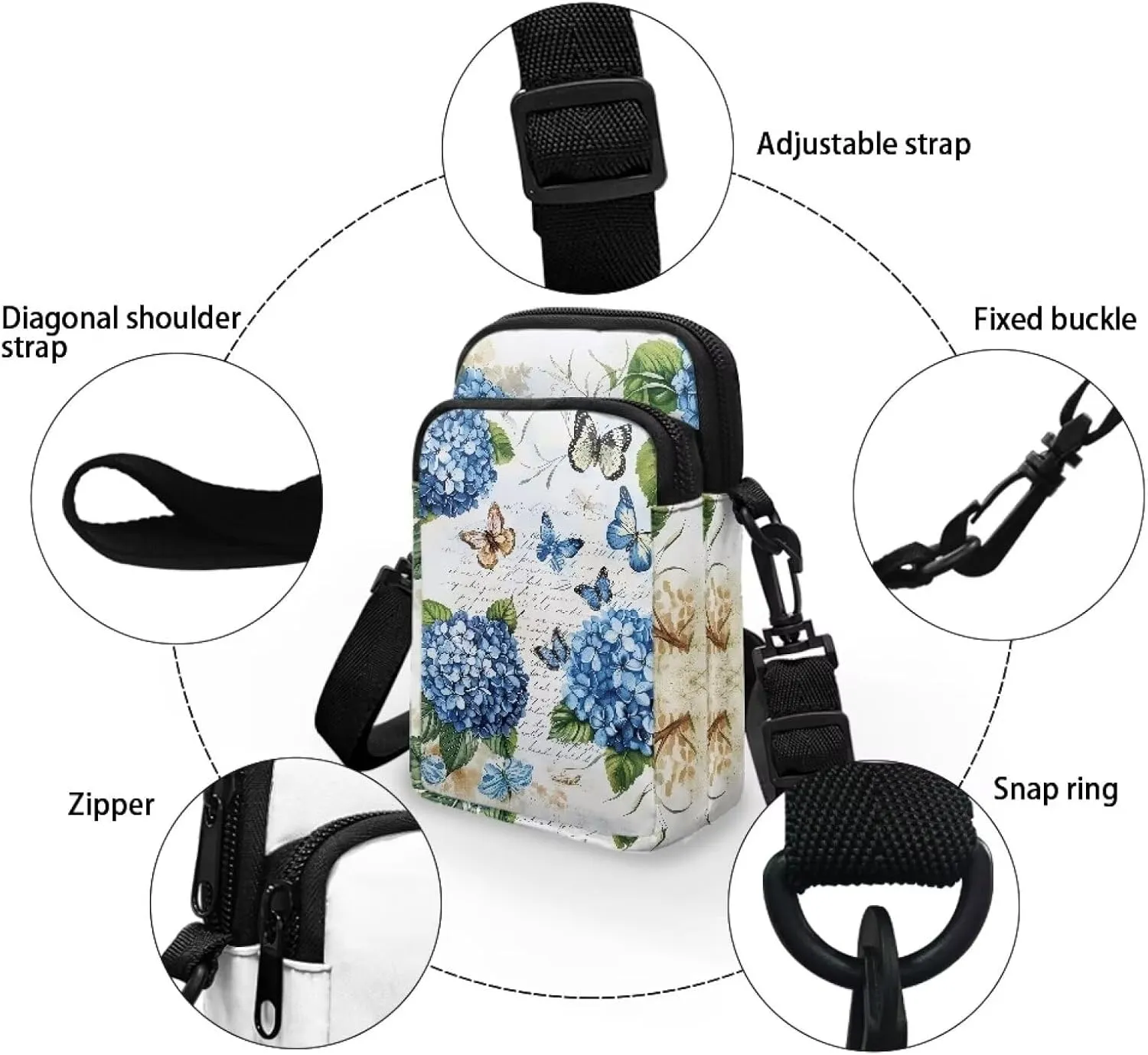 Small Cross Body Purse Trendy Phone Double Layer Shoulder Bags for Women Zip Messenger Bag