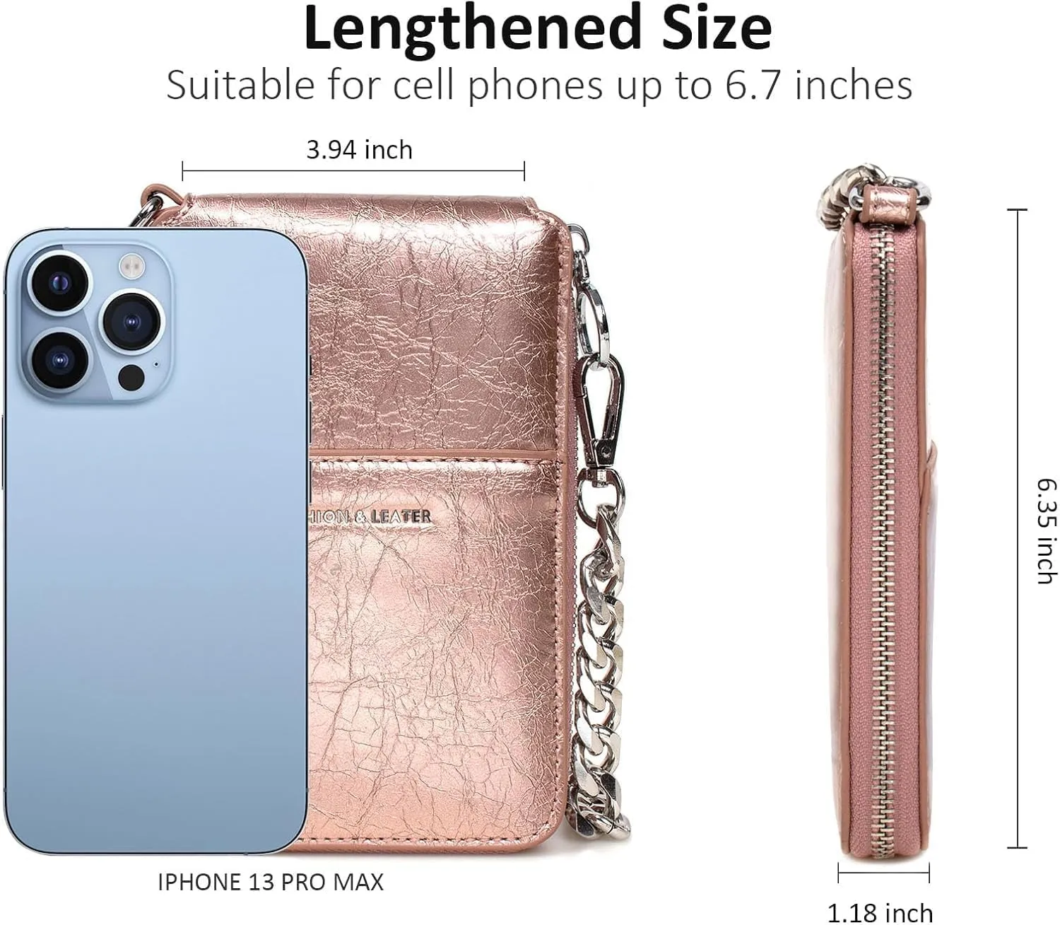 Small Crossbody Bag Cell Phone Holder Chain Strap Shoulder Purse Wallet Leather Card Slot Clutch for Women