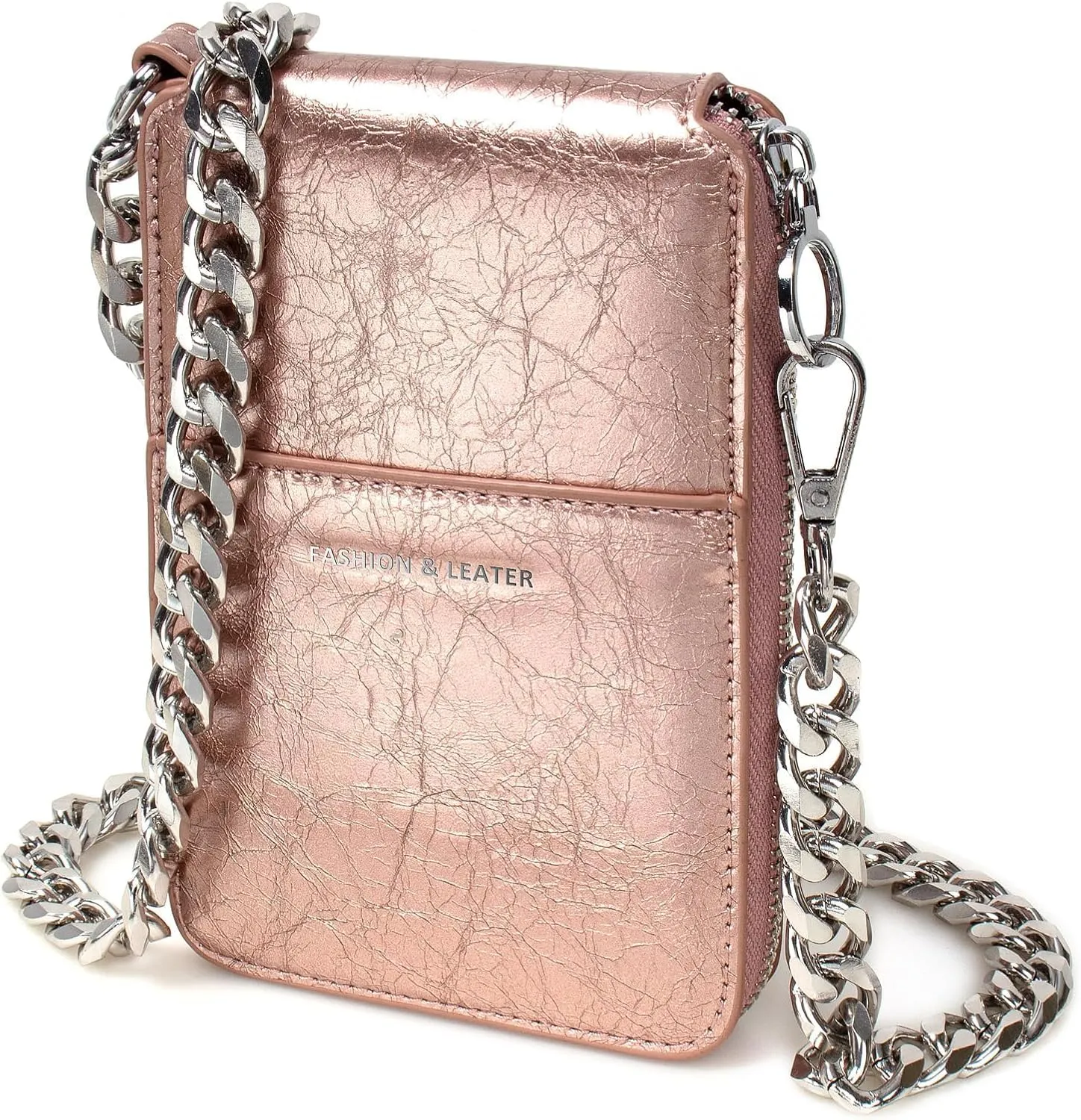 Small Crossbody Bag Cell Phone Holder Chain Strap Shoulder Purse Wallet Leather Card Slot Clutch for Women
