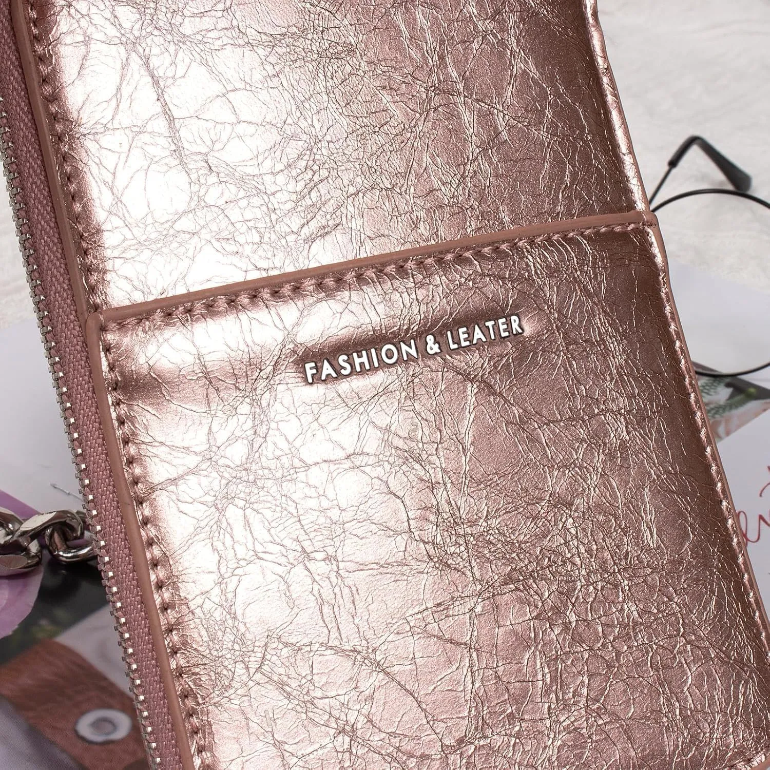 Small Crossbody Bag Cell Phone Holder Chain Strap Shoulder Purse Wallet Leather Card Slot Clutch for Women